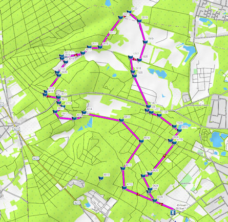 De map van de wandeling...