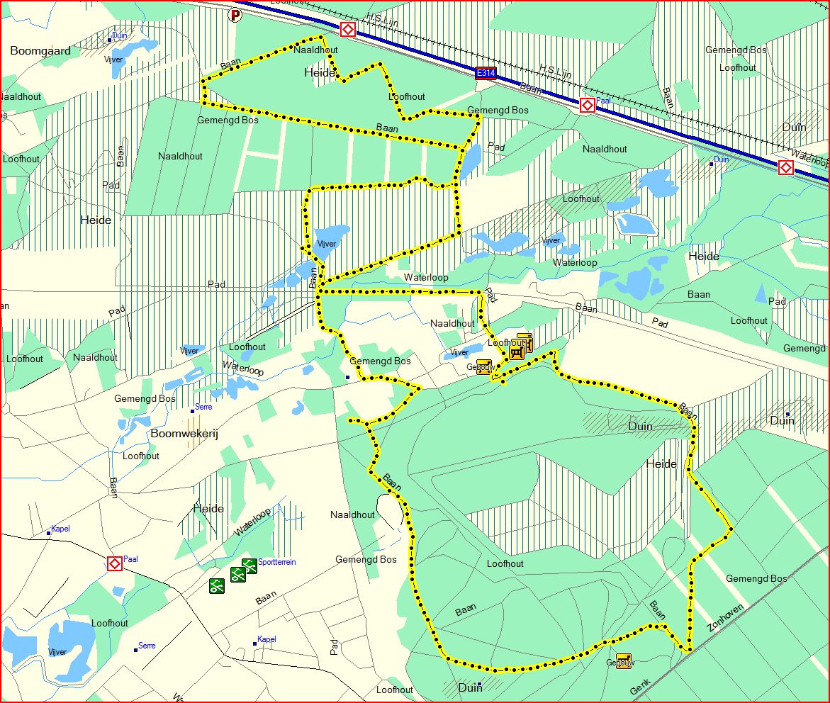 De wandeling van +/- 12km in een leuke omgeving!